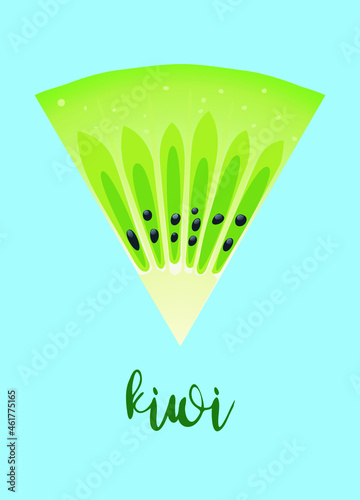 T-shirt design with juicy slice of kiwi