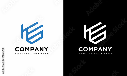 KG hexagon logo design vector template inspiration.on a black and white background.