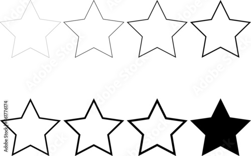 Black stars line icons set. Stars set icons. Rating star signs collection. Different stars set. stars sign symbol on white background