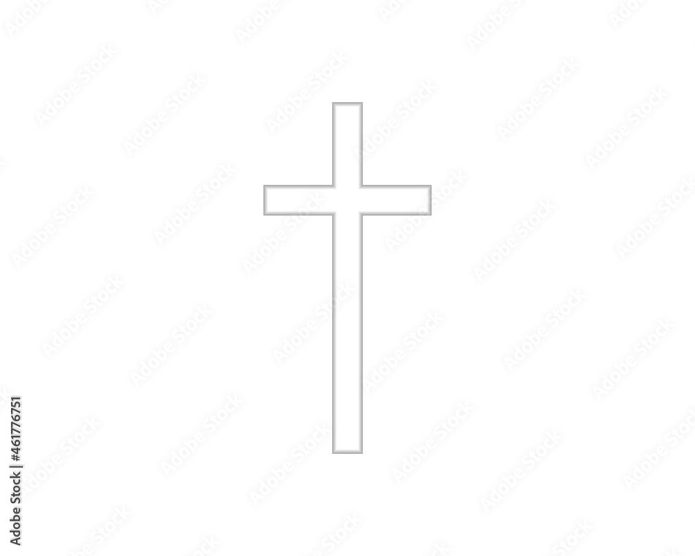Paper cut Christian cross icon isolated on white background. Church cross. Paper art style. Vector Illustration