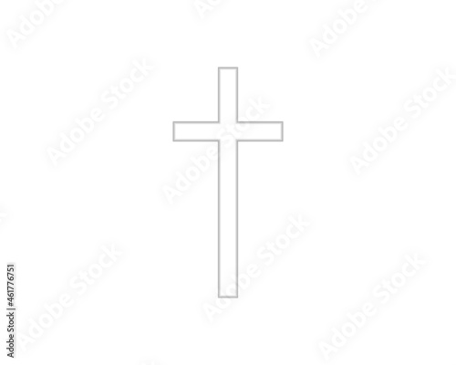 Paper cut Christian cross icon isolated on white background. Church cross. Paper art style. Vector Illustration