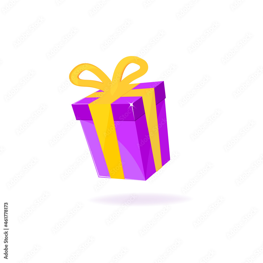 holiday gift with gold ribbon. vector illustration
