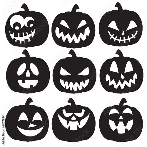 Halloween pumpkin face silhouette vector cartoon illustration