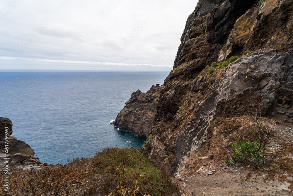 Rocky coast of the Atlantic Ocean. View from the observation deck - Mirador Punta del Fraile. Tenerife. Canary Islands. Spain.