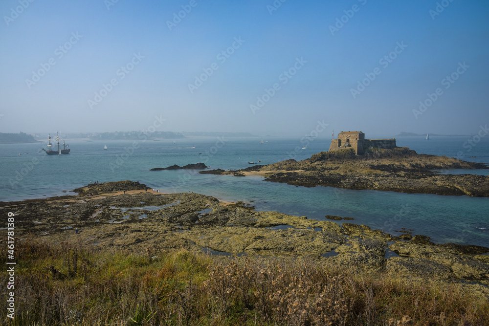 view of the beach of st malo at low tide