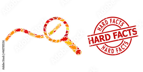 Expore Wave Chart mosaic icon designed for fall season, and Hard Facts scratched stamp imitation. Vector expore wave chart mosaic is made from scattered autumn maple and oak leaves.