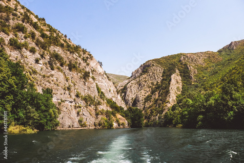 View of the lake in the Matka canyon in the vicinity of Skopje, Republic of Northern Macedonia