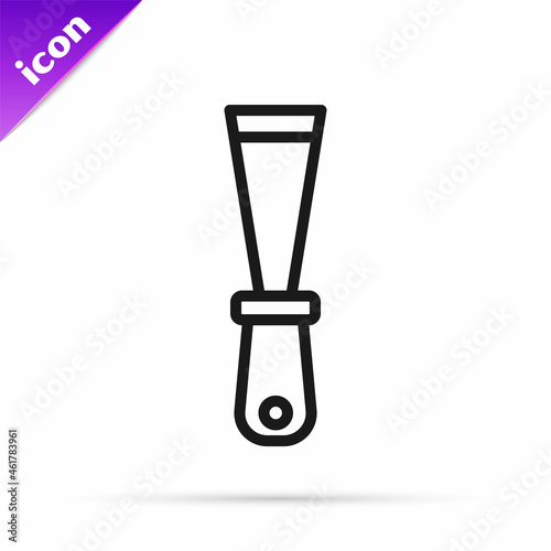 Black line Putty knife icon isolated on white background. Spatula repair tool. Spackling or paint instruments. Vector