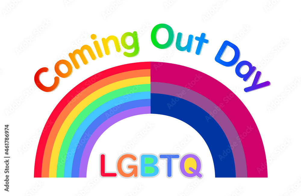 National Coming Out Day. October 11th. Graphic expressed by a rainbow. background-landscape. National Coming Out Day. October 11th. Graphic expressed by a rainbow. background-landscape.