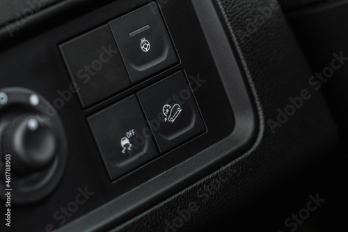 Hill descent control HDC button. Hill mode descent controler. Driver-assistance system.