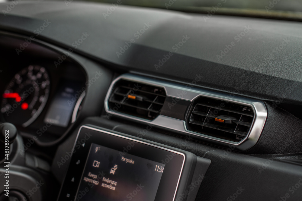 Car air conditioning system. Car air condition. Modern car interior detail.