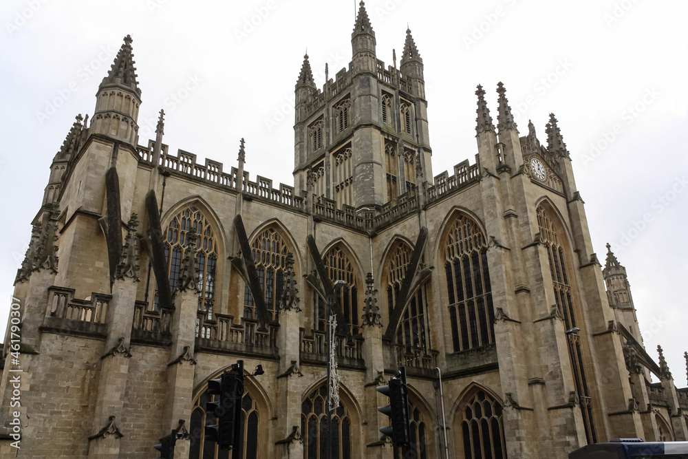 Partial view of a cathedral in Bath