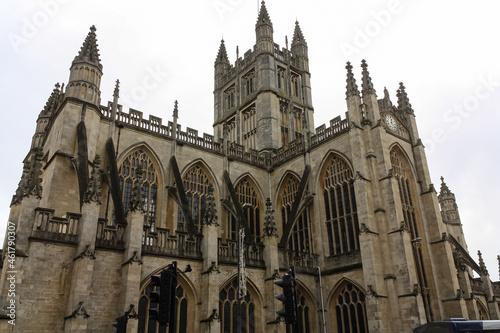 Partial view of a cathedral in Bath