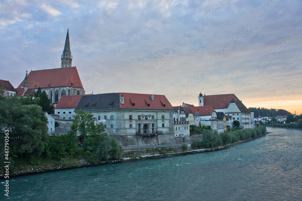 Steyr, Old city view by the river, Austria, Europe Steyr, Old city view by the river, Austria, Europe