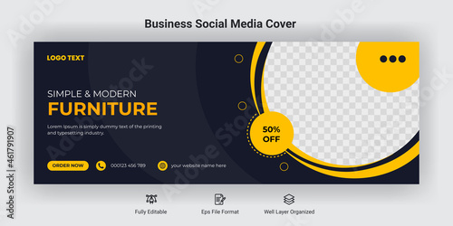 Modern furniture social media Facebook cover banner post template
