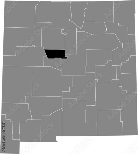 Black highlighted location map of the Bernalillo County inside gray map of the Federal State of New Mexico, USA photo