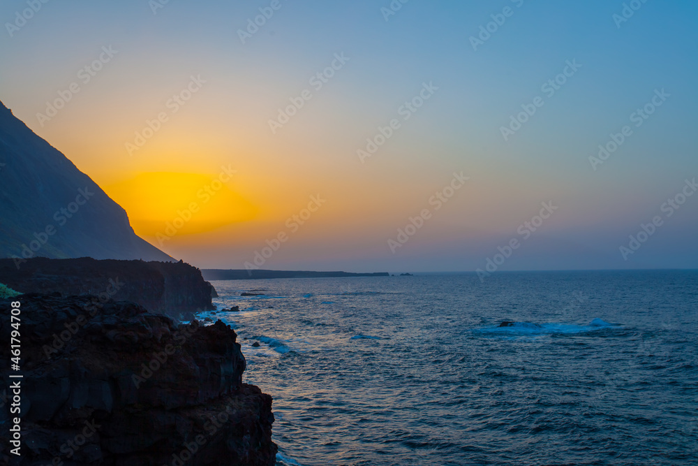 landscape with sunset in El Hierro Island