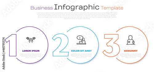 Set line Drone, Television report and Journalist news. Business infographic template. Vector