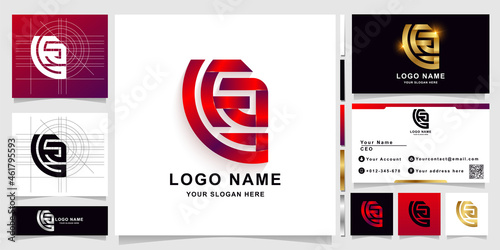 Letter GEA or GFA monogram logo template with business card design