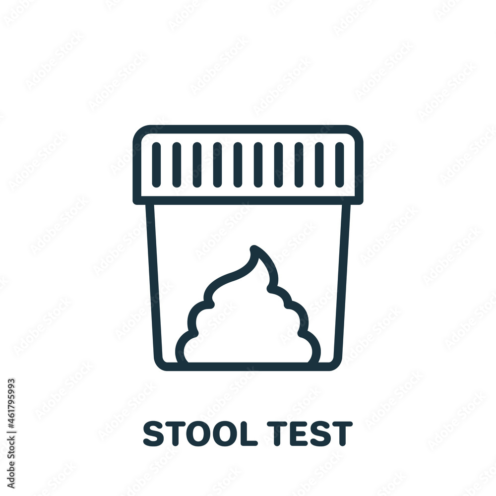 Stool Test Line Icon. Sample for Laboratory Research Linear Pictogram