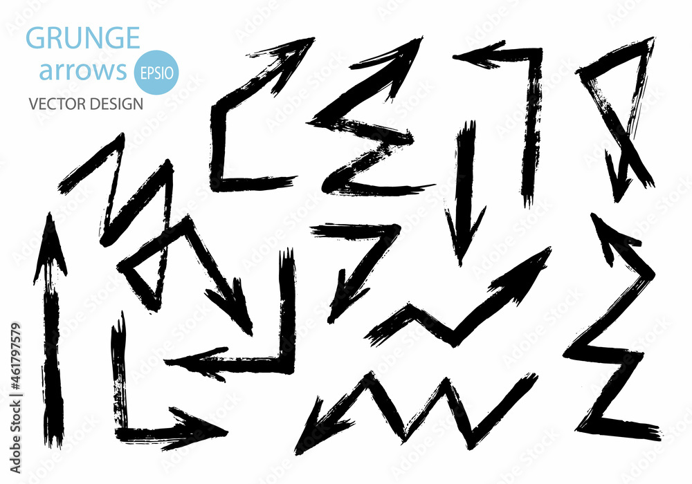 Manually isolated arrows set on a white background.A drawn paint object to use in your design Manually isolated arrows set on a white background.A drawn paint object to use in your design