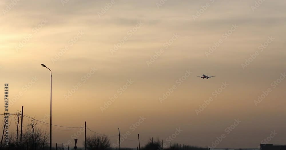 Airplane preparing for landing, on Henri Coanda International Airport, in the north of Bucharest, Romania. Airplane preparing for landing, on Henri Coanda International Airport, in the north of Bucharest, Romania.
