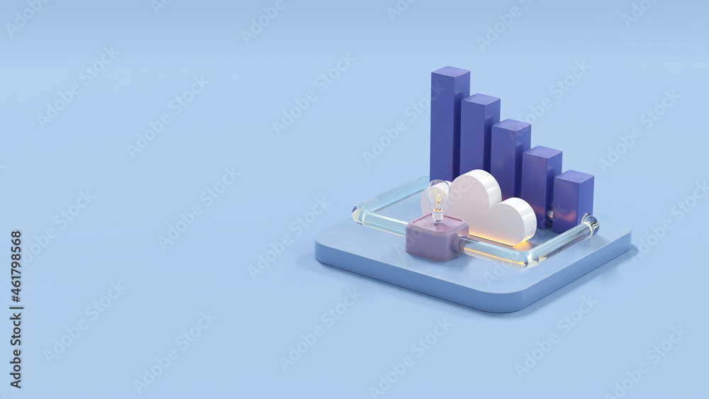 Bar graph with cloud sign Bar graph with cloud sign