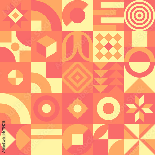 Vector Graphic of Neo Geo Design. Abstract Geometric Pattern Background. Unique Geometry Shapes Wallpaper. Bright Color Presentation Element Template. Good for Flyer, Print, Card, Brochure, Banner