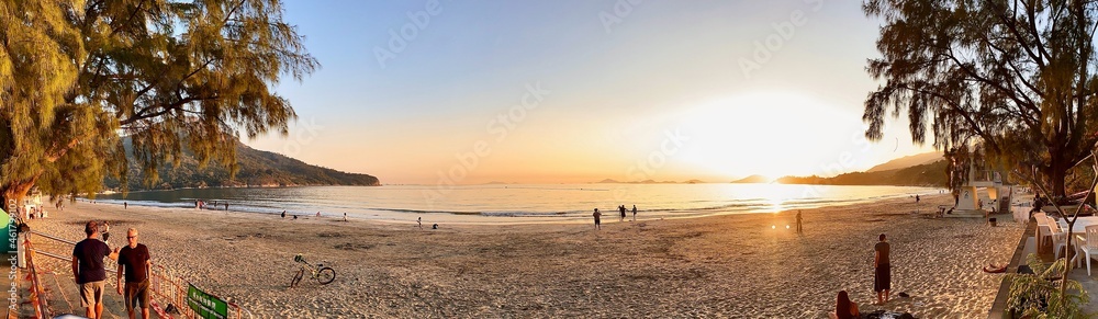 Sundown landscape at Pui O beach