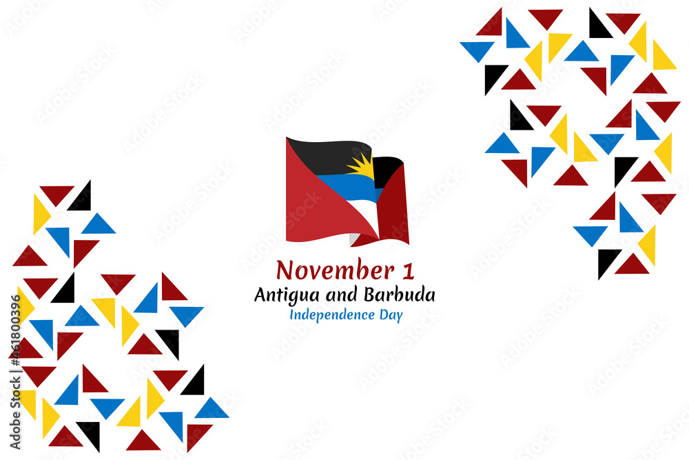 November 1, Independence day of Antigua and Barbuda independence day vector illustration. Suitable for greeting card, poster and banner. November 1, Independence day of Antigua and Barbuda independence day vector illustration. Suitable for greeting card, poster and banner.
