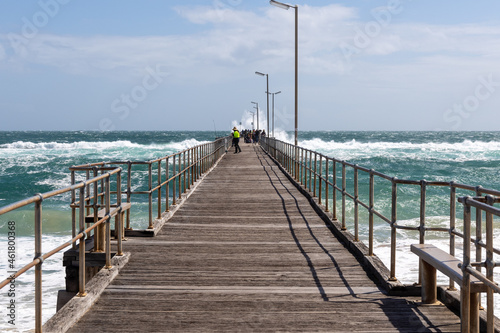 Port Noarlunga Jetty in rough seas in South Australia