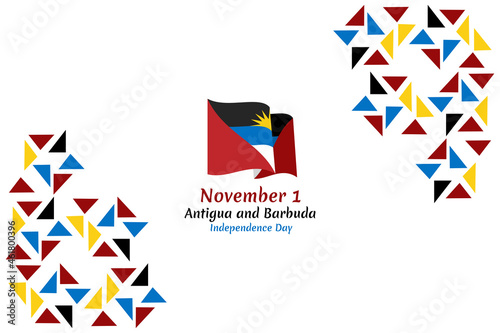 November 1, Independence day of Antigua and Barbuda independence day vector illustration. Suitable for greeting card, poster and banner.