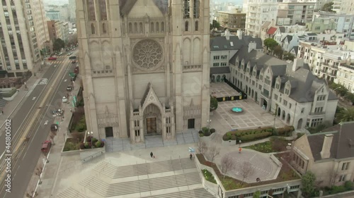 Aerial: Grace Cathedral on Nob Hill, San Francisco, USA photo