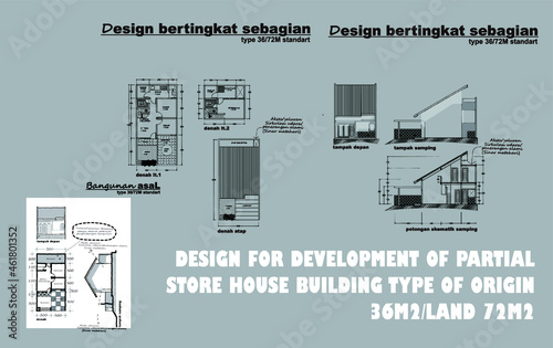 Architecture Design Drawing of Small-Story House Development on 6x12 Sqm land photo