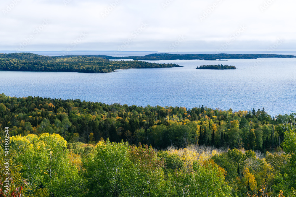 Wayswaugoing Overlook near Grand Portage, Minnesota, overlooking the Susie Islands on Lake Superior in fall