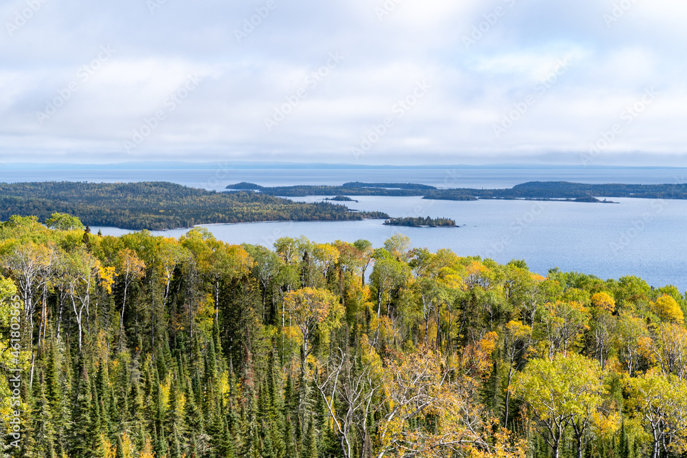 Wayswaugoing Overlook near Grand Portage, Minnesota, overlooking the Susie Islands on Lake Superior in fall