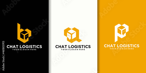 chat box logo inspiration collection and initial logo B P Q