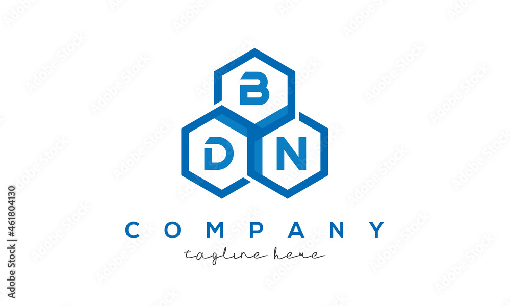BDN three letters creative polygon hexagon logo BDN three letters creative polygon hexagon logo