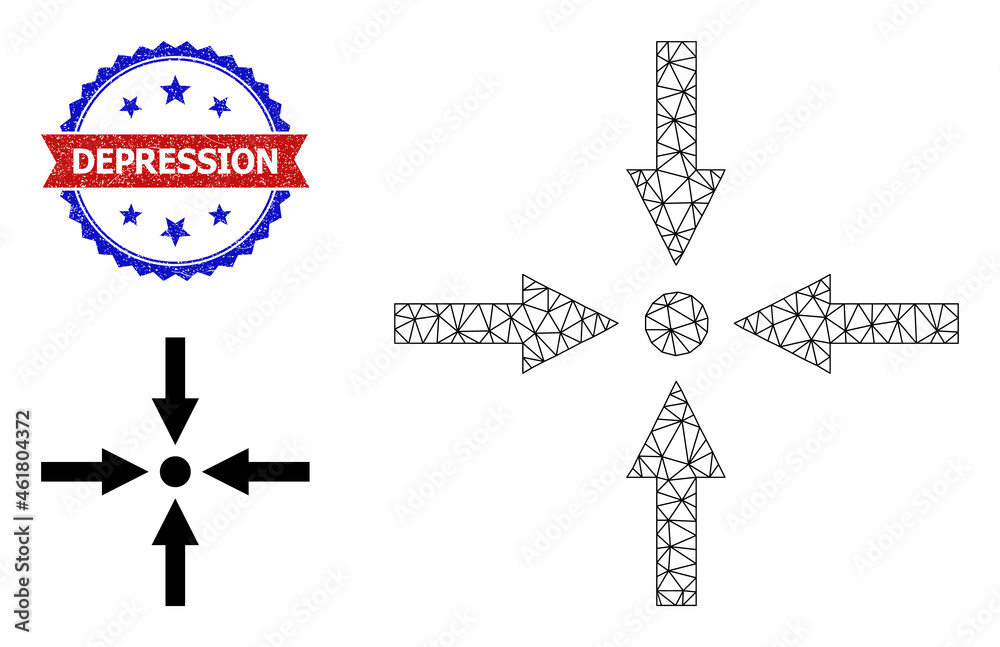 Mesh meeting point model icon, and bicolor textured Depression seal. Mesh carcass illustration is designed with meeting point pictogram. Mesh meeting point model icon, and bicolor textured Depression seal. Mesh carcass illustration is designed with meeting point pictogram.