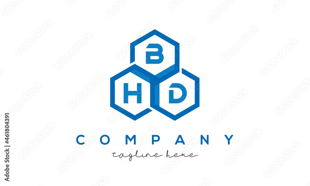 BHD three letters creative polygon hexagon logo