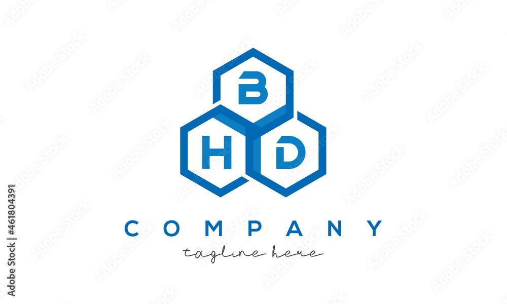 BHD three letters creative polygon hexagon logo BHD three letters creative polygon hexagon logo