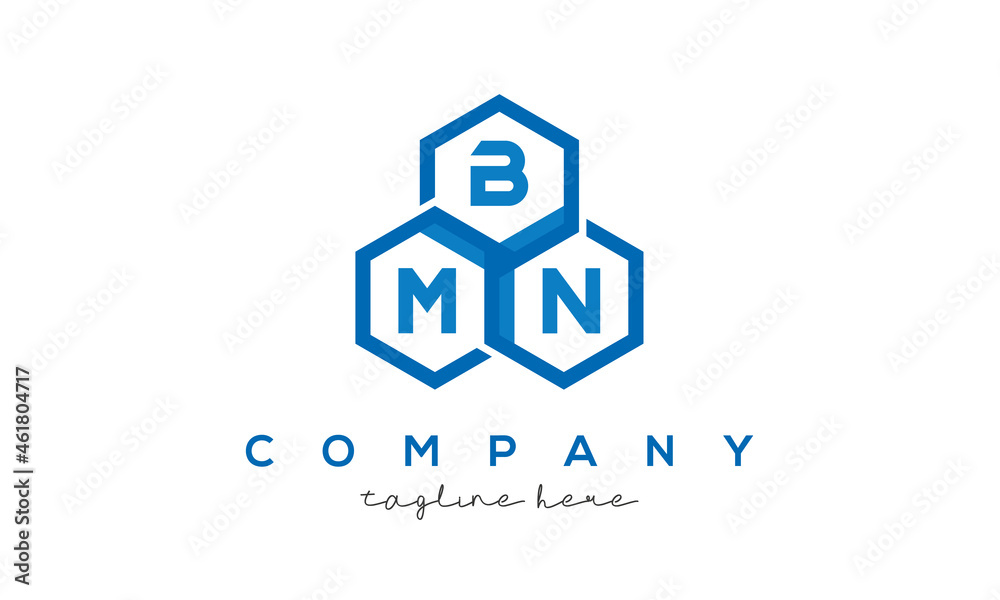 BMN three letters creative polygon hexagon logo BMN three letters creative polygon hexagon logo