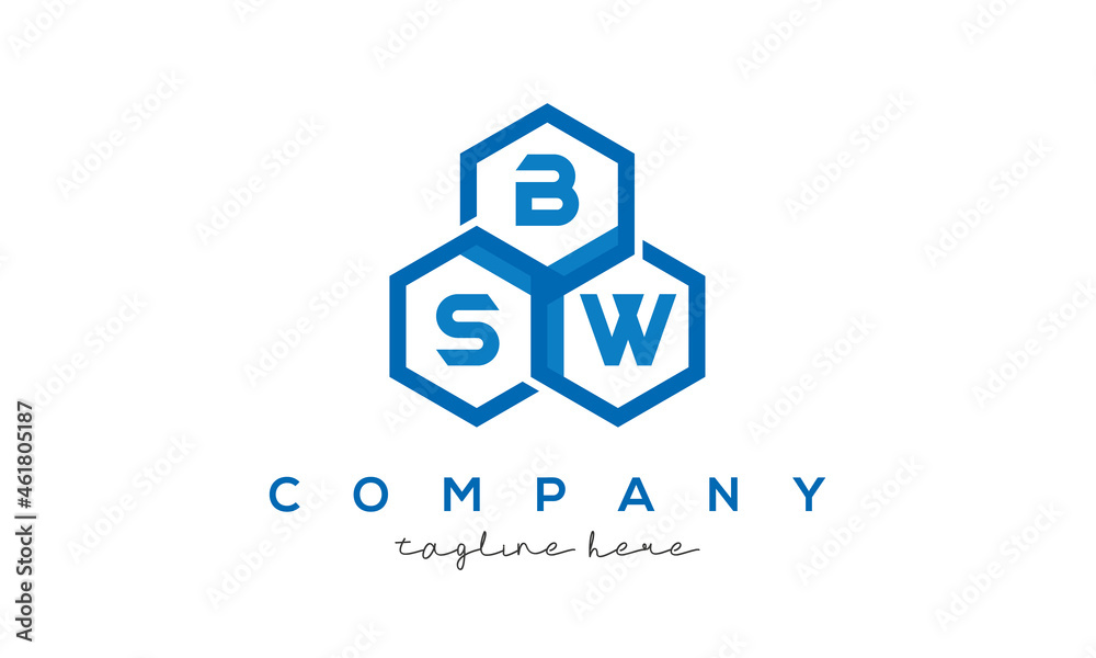 BSW three letters creative polygon hexagon logo BSW three letters creative polygon hexagon logo