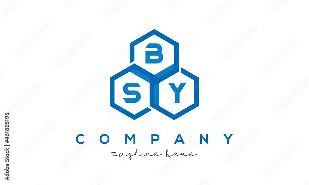 BSY three letters creative polygon hexagon logo