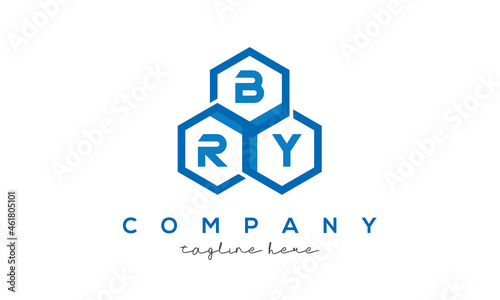 BRY three letters creative polygon hexagon logo