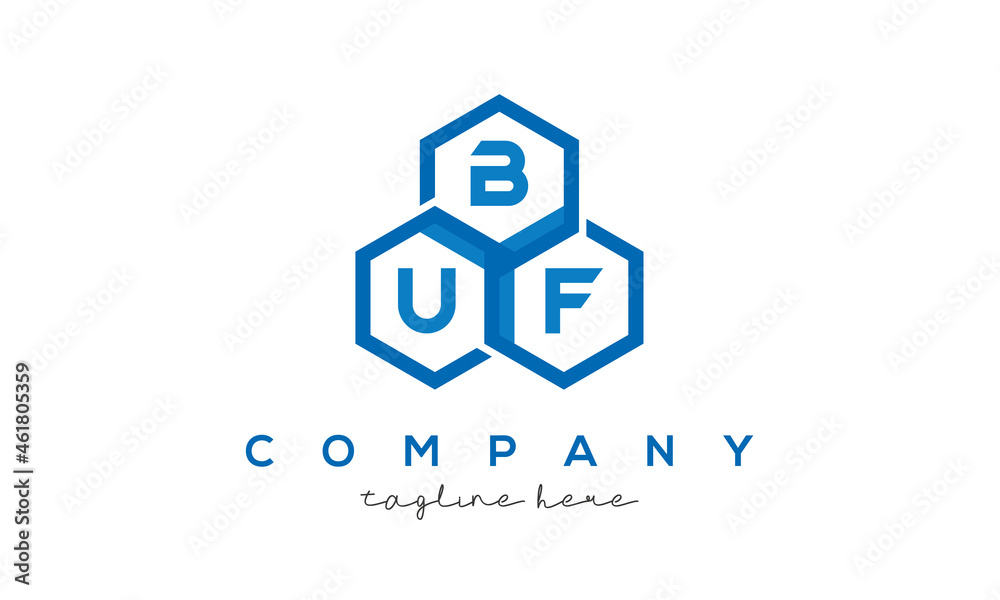 BUF three letters creative polygon hexagon logo BUF three letters creative polygon hexagon logo