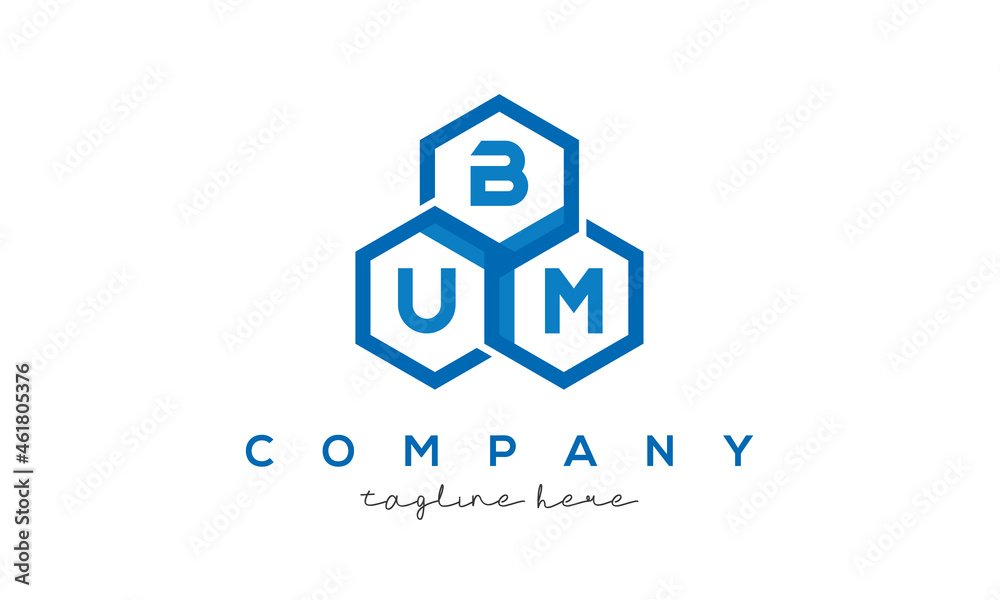 BUM three letters creative polygon hexagon logo BUM three letters creative polygon hexagon logo