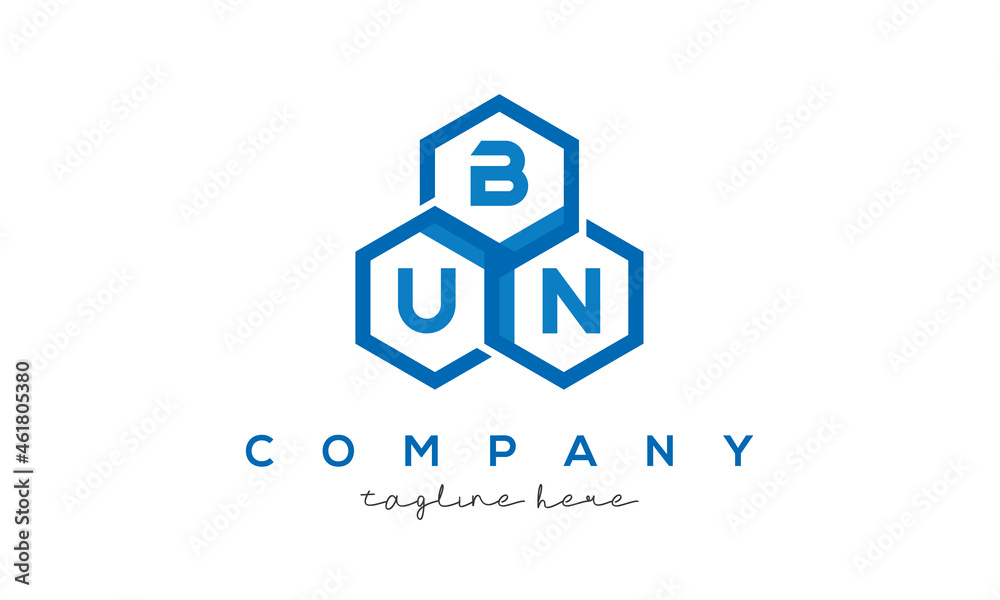 BUN three letters creative polygon hexagon logo BUN three letters creative polygon hexagon logo