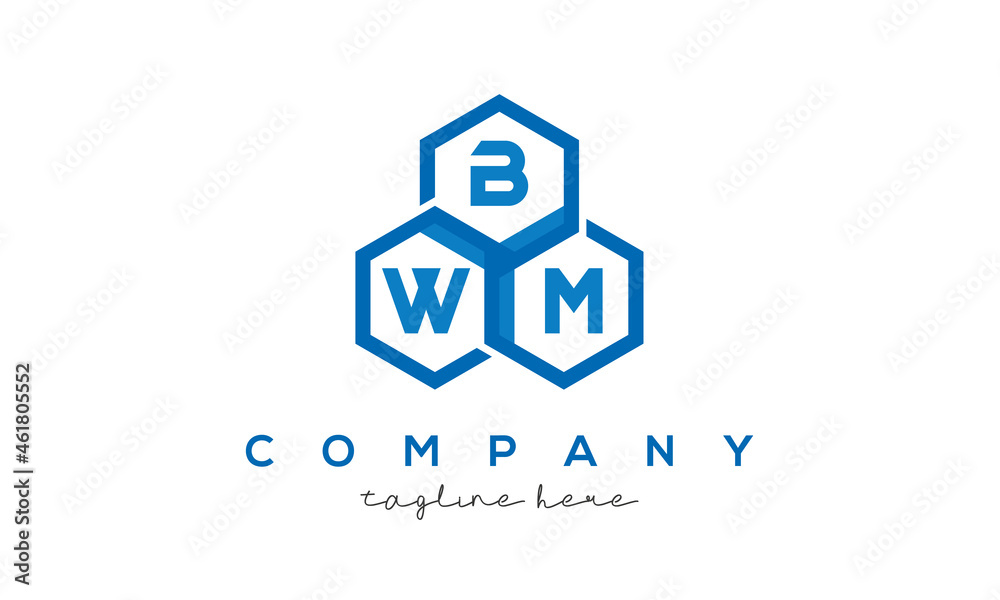 BWM three letters creative polygon hexagon logo