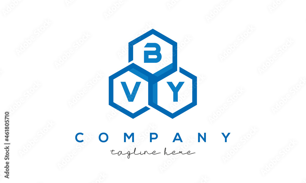BVY three letters creative polygon hexagon logo BVY three letters creative polygon hexagon logo